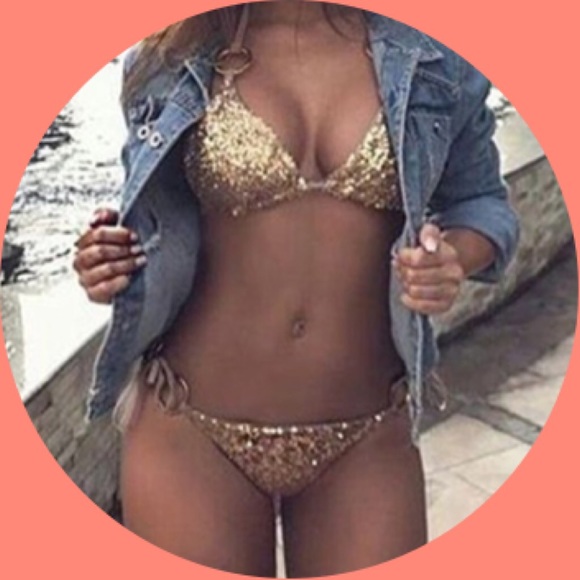 Other - 🔥ON FIRE 🔥 Rose Gold Bling Bikini 👙 (M-L)